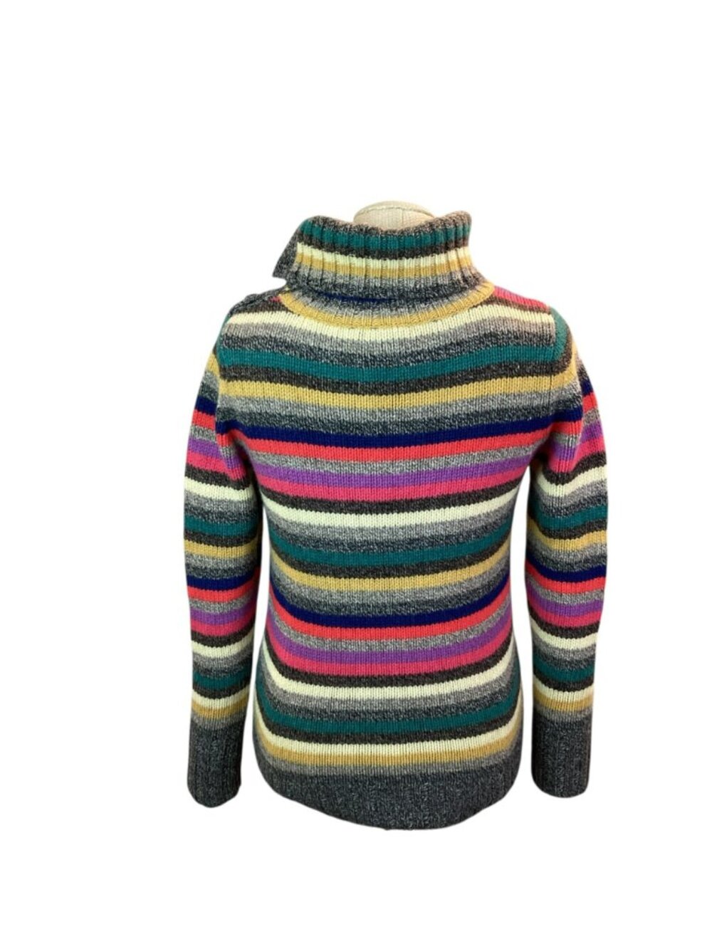 Vintage Gap Retro Y2K Sweater Medium Striped Knit Turtleneck Lambswool - Picture 6 of 11